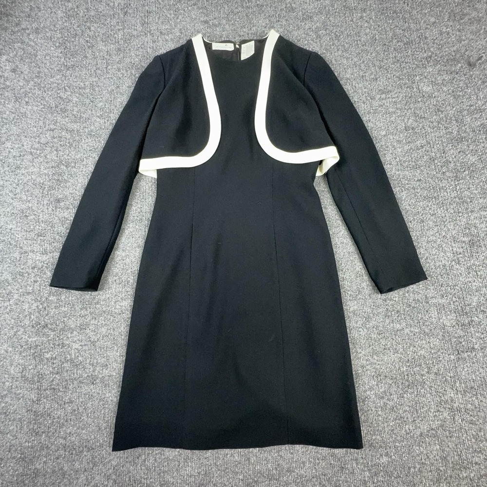 Liz Claiborne Dress Womens 4 Black Colorblock Long Sleeve Sheath Work Office